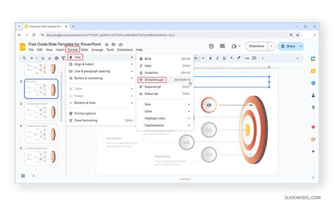 how to strikethrough text on google slides