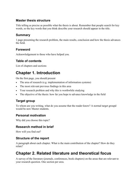 how to structure a master thesis