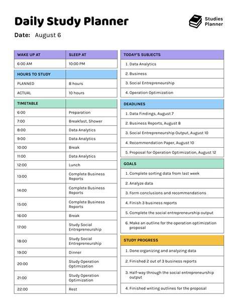 how to structure a study plan