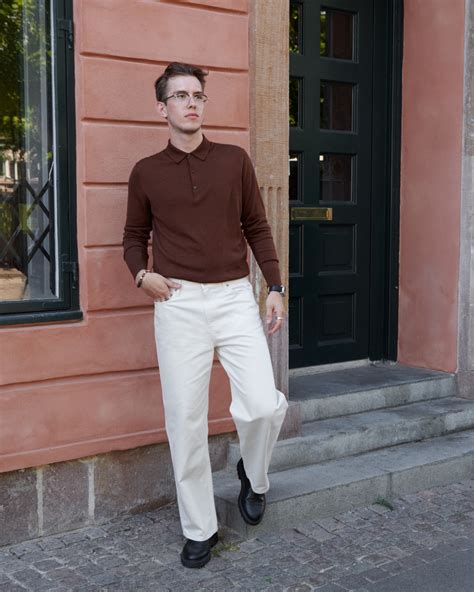 how to style white long sleeve polo men
