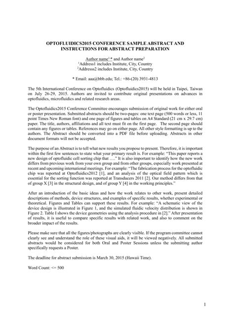 how to submit an abstract for a conference sample