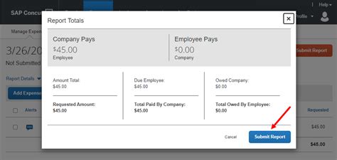 how to submit expense report on concur