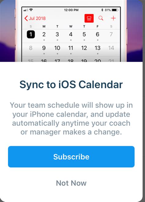 how to subscribe to teamsnap calendar