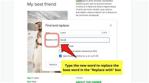 how to substitute a word in google docs