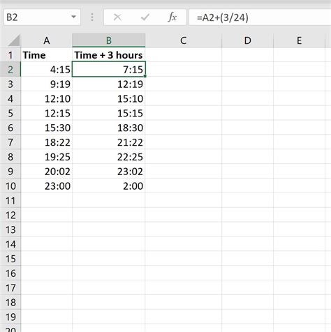 how to subtract 3 hours from a time in excel