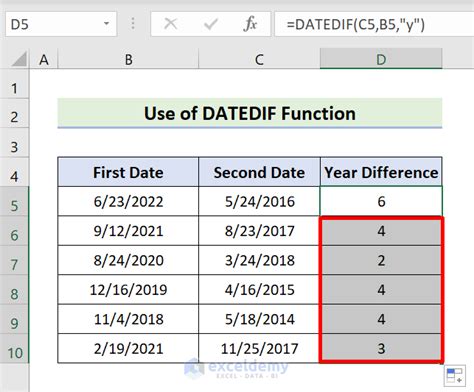 how to subtract dates in excel to get years and months