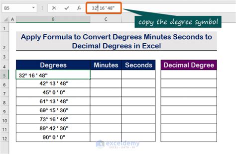 how to subtract degrees minutes seconds in excel