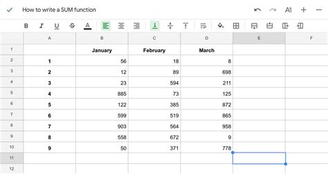 how to sum a row of numbers in google sheets