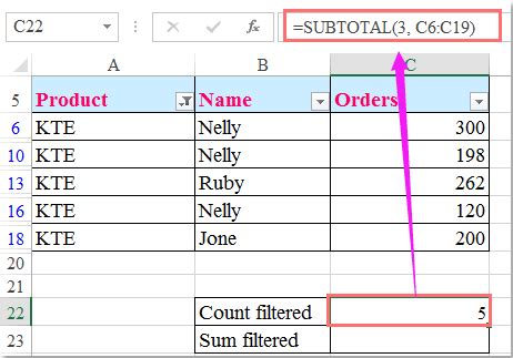 how to sum cells in excel with filter