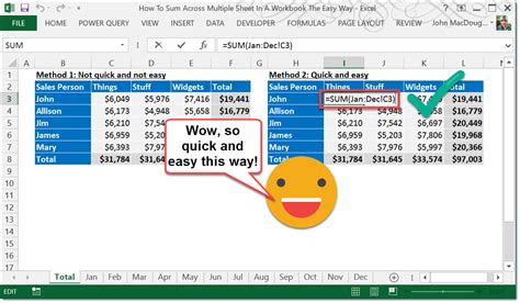 how to sum data from different sheets in excel
