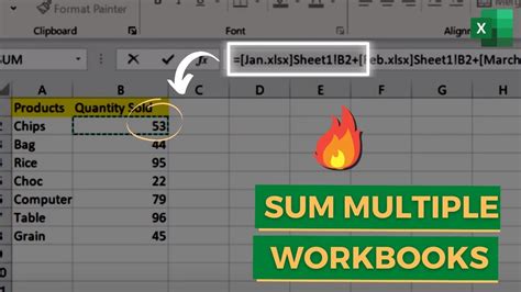 how to sum data from multiple workbooks in excel