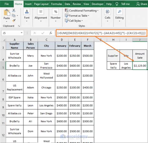 how to sum multiple rows and columns in excel formula