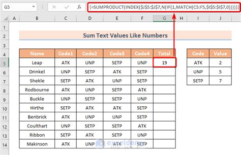 how to sum text values in excel