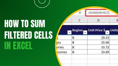 how to sum up only filtered cells in excel