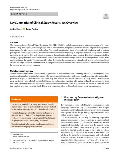 how to summarize a clinical study