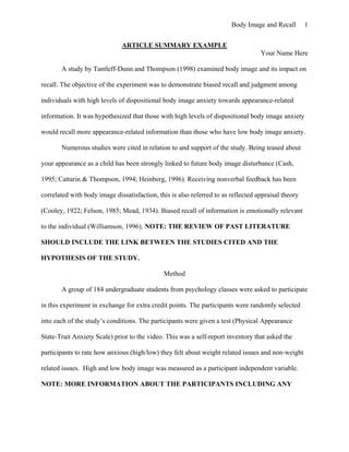 how to summarize an article apa