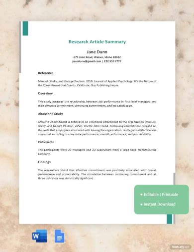 how to summarize research findings example