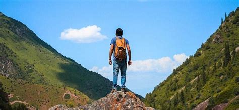 Mountain trekking man stock image. Image of beanie, happy 34106443