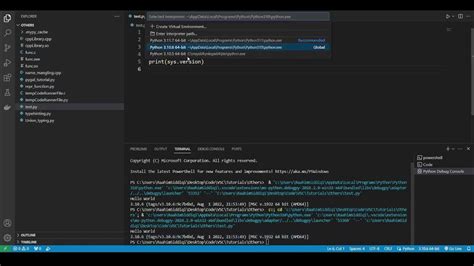 how to switch between python versions in vscode