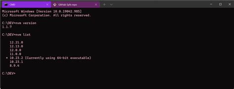 how to switch node version in windows using nvm