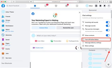 how to switch off active status in facebook