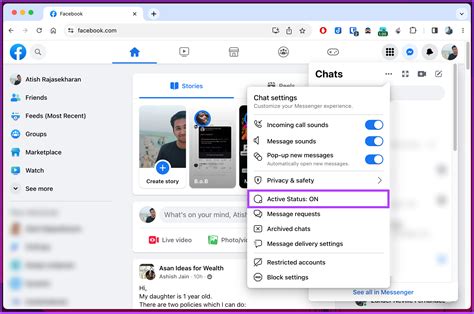 how to switch off active status in fb