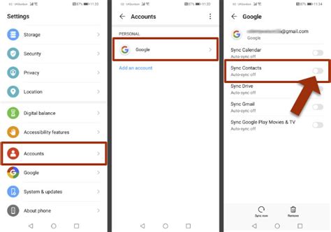 how to sync contacts from email android