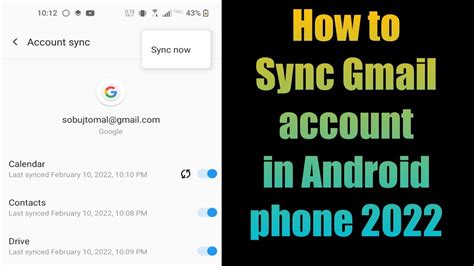 how to sync gmail account in android phone