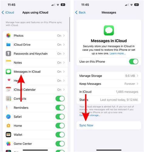 how to sync messages to icloud drive