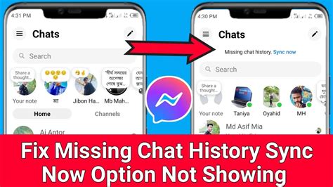 how to sync missing messages on messenger