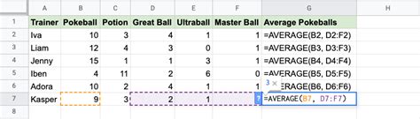 how to take an average of a column in google sheets
