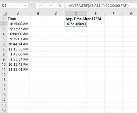 how to take average time in excel