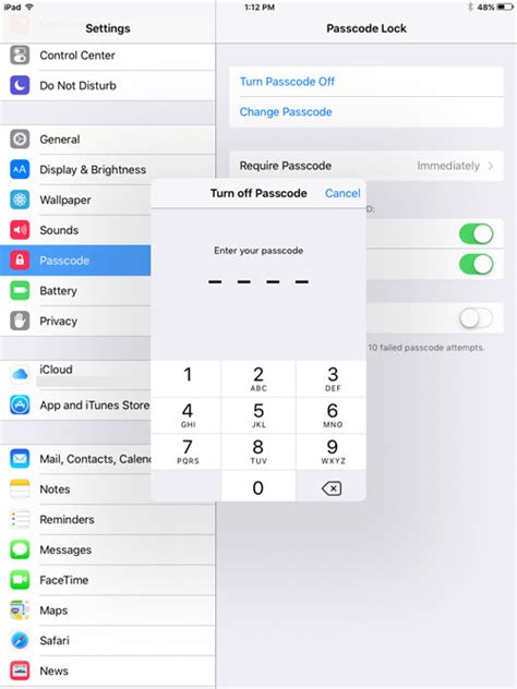 how to take off your passcode on your ipad