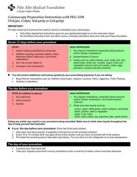 how to take peg 3350 before colonoscopy