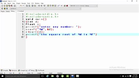 how to take square root in c without using math h