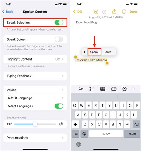 how to text to speech on iphone notes