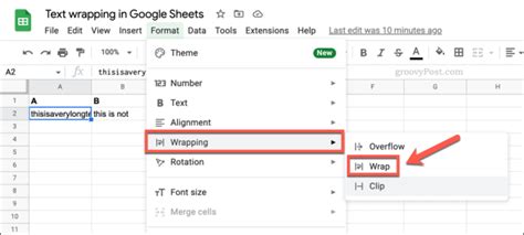 how to text wrap in google sheets app