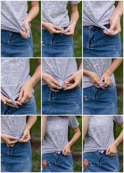how to tie a knot in a shirt with two long strings