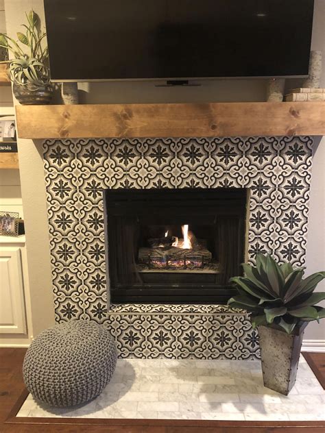 how to tile over a brick fireplace