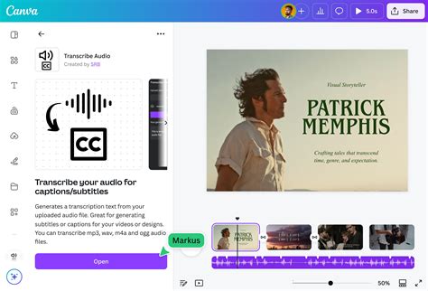 how to transcribe audio to text in canva