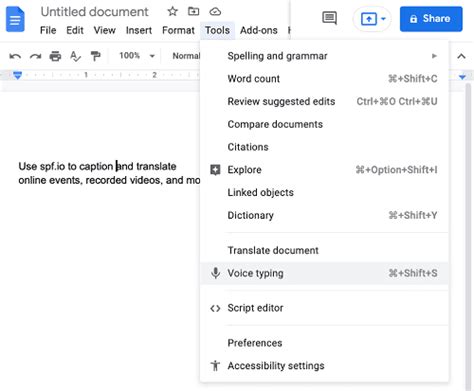 how to transcribe video to text in google docs