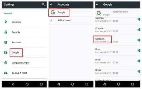 how to transfer android contacts to iphone using google