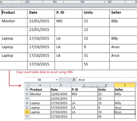 how to transfer data from word to excel using vba