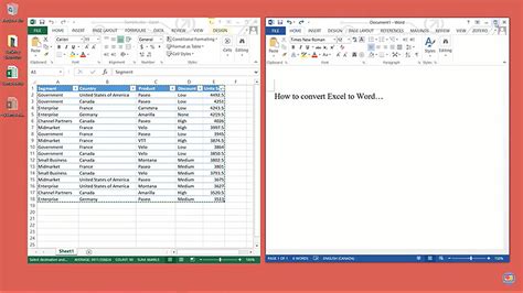 how to transfer excel data to word document