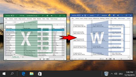 how to transfer excel list to word labels