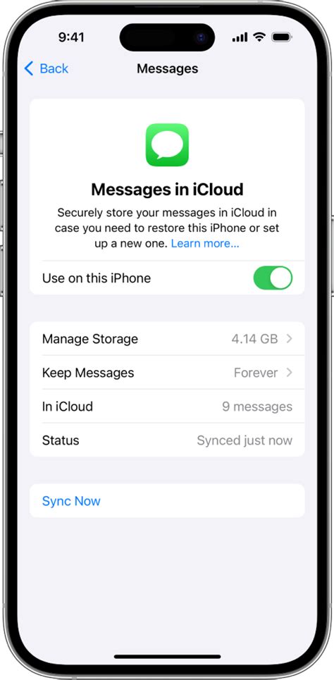 how to transfer messages to icloud storage