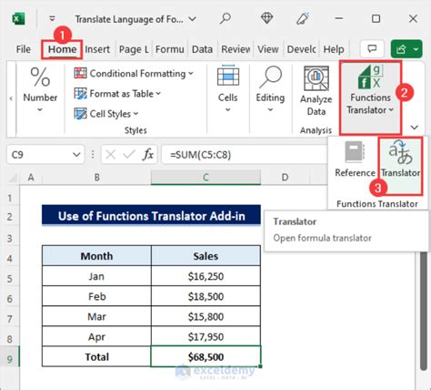 how to translate text in excel using formula
