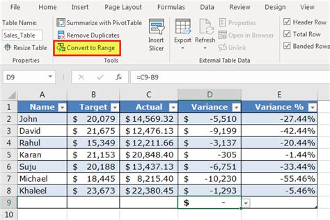 How To Turn A Table Into A Range In Excel