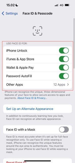 how to turn face id and passcode off