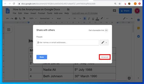 how to turn off anonymous in google docs